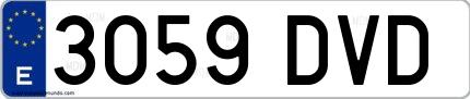 Ejemplo de matrícula española 3059 DVD