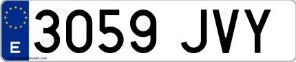 Ejemplo de matrícula española 3059 JVY