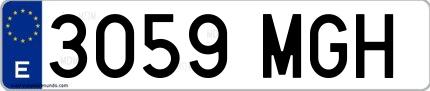 Ejemplo de matrícula española 3059 MGH