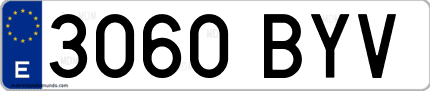 Ejemplo de matrícula de coche ordinaria 3060 BYV