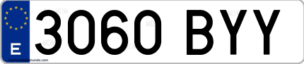 Ejemplo de matrícula de coche ordinaria 3060 BYY