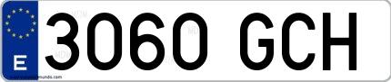Ejemplo de matrícula española 3060 GCH