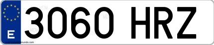Ejemplo de matrícula española 3060 HRZ