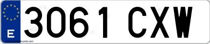 Ejemplo de matrícula española 3061 CXW