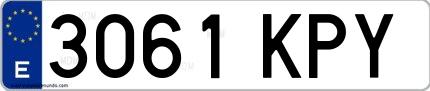 Ejemplo de matrícula de coche ordinaria 3061 KPY