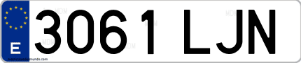 Ejemplo de matrícula de coche ordinaria 3061 LJN
