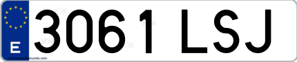 Ejemplo de matrícula de coche ordinaria 3061 LSJ