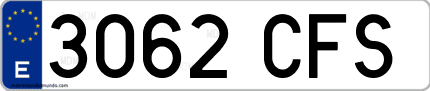 Ejemplo de matrícula de coche ordinaria 3062 CFS