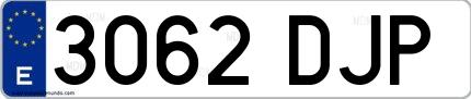 Ejemplo de matrícula española 3062 DJP
