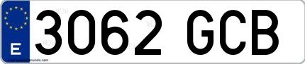 Ejemplo de matrícula española 3062 GCB