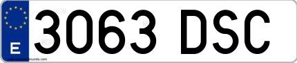 Ejemplo de matrícula española 3063 DSC