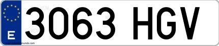 Ejemplo de matrícula española 3063 HGV