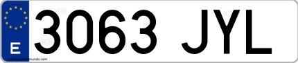 Ejemplo de matrícula española 3063 JYL