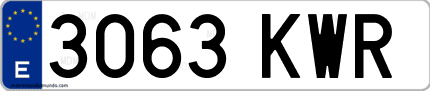 Ejemplo de matrícula de coche ordinaria 3063 KWR