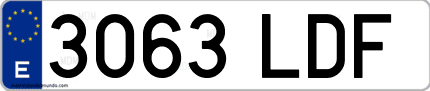 Ejemplo de matrícula de coche ordinaria 3063 LDF