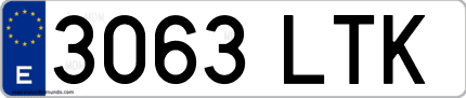 Ejemplo de matrícula de coche ordinaria 3063 LTK