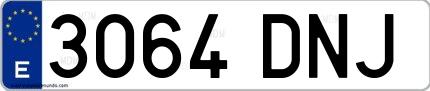 Ejemplo de matrícula española 3064 DNJ