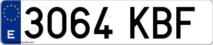 Ejemplo de matrícula española 3064 KBF