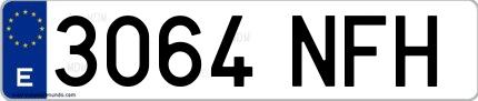 Ejemplo de matrícula española 3064 NFH