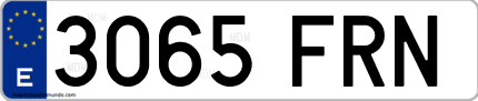 Ejemplo de matrícula de coche ordinaria 3065 FRN