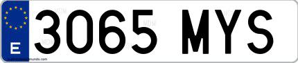 Ejemplo de matrícula española 3065 MYS