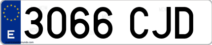 Ejemplo de matrícula de coche ordinaria 3066 CJD