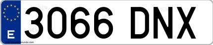 Ejemplo de matrícula española 3066 DNX