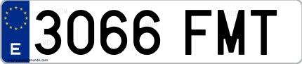 Ejemplo de matrícula española 3066 FMT
