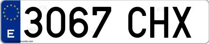 Ejemplo de matrícula española 3067 CHX
