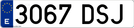 Ejemplo de matrícula de coche ordinaria 3067 DSJ