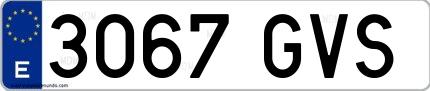 Ejemplo de matrícula española 3067 GVS