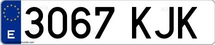 Ejemplo de matrícula española 3067 KJK