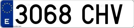 Ejemplo de matrícula española 3068 CHV