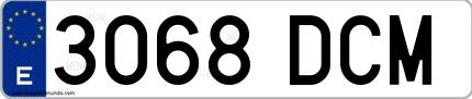 Ejemplo de matrícula española 3068 DCM