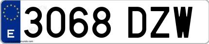 Ejemplo de matrícula española 3068 DZW