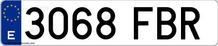 Ejemplo de matrícula española 3068 FBR