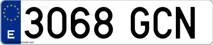 Ejemplo de matrícula de coche ordinaria 3068 GCN