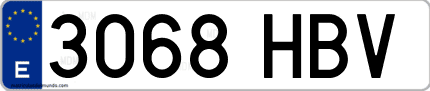 Ejemplo de matrícula de coche ordinaria 3068 HBV