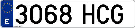 Ejemplo de matrícula española 3068 HCG