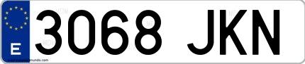 Ejemplo de matrícula española 3068 JKN