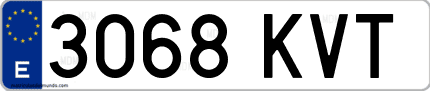 Ejemplo de matrícula de coche ordinaria 3068 KVT