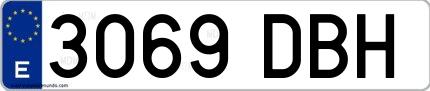Ejemplo de matrícula española 3069 DBH