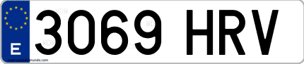 Ejemplo de matrícula de coche ordinaria 3069 HRV