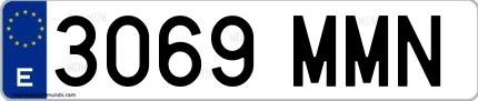 Ejemplo de matrícula española 3069 MMN