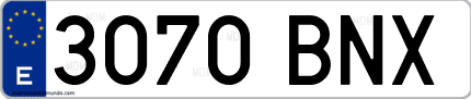 Ejemplo de matrícula de coche ordinaria 3070 BNX