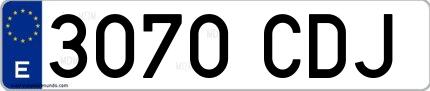 Ejemplo de matrícula española 3070 CDJ
