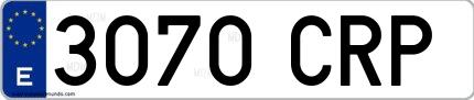Ejemplo de matrícula española 3070 CRP