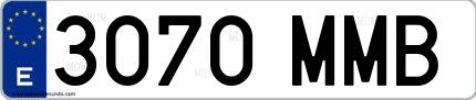 Ejemplo de matrícula española 3070 MMB