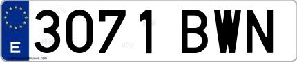 Ejemplo de matrícula española 3071 BWN