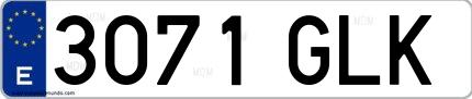 Ejemplo de matrícula española 3071 GLK